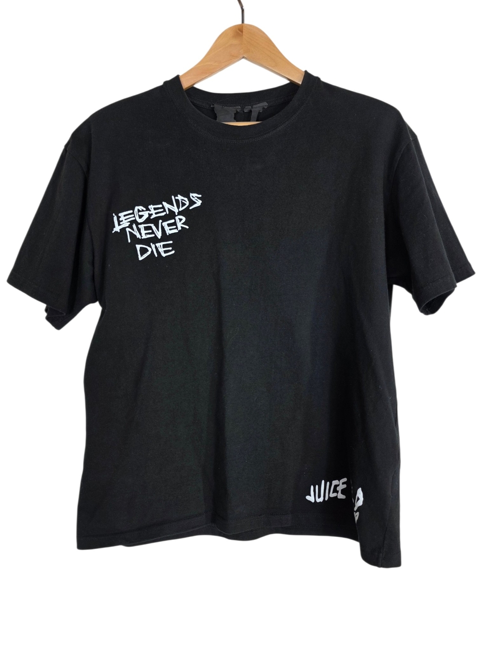 VLONE X Juice Wrld  Black Short Sleeve Tee with White 'Legends Never Die' Print